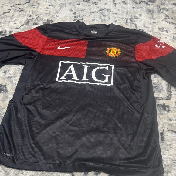 Nike Manchester United 2007/08 Away Jersey Medium Black Red AIG Sponsor - Picture 5 of 9